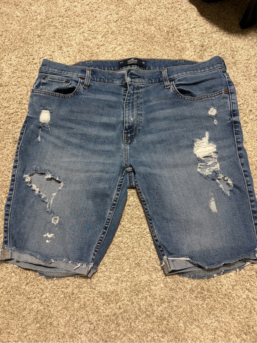 Hollister Distressed Denim Jean Shorts - Blue